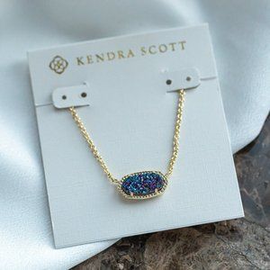 Kendra Scott Elisa Multicolor Drusy Necklace Gold